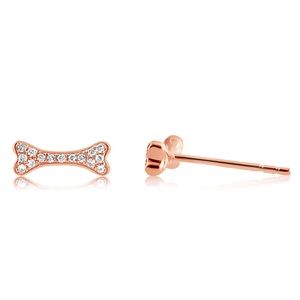 J. Luu Diamond Dog Bone Earrings 14k Rose Gold NWT
